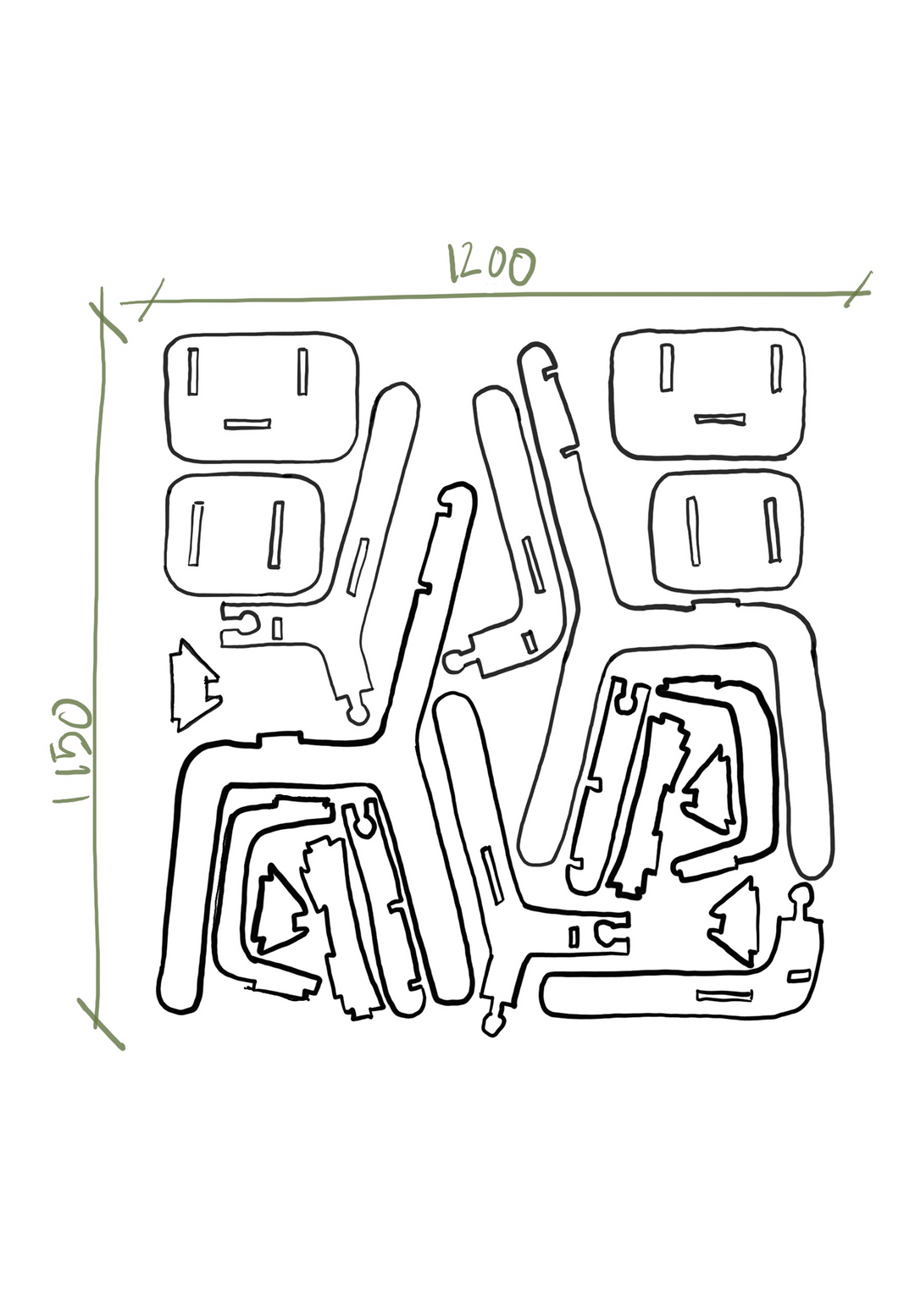 <alt="Panneau de réemploi conçue par Kozto, dessin CNC découpée">